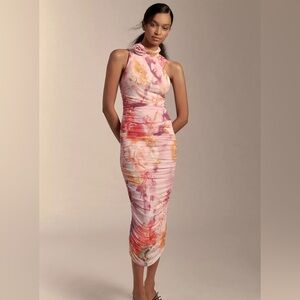 Anthropologie pink midi dress